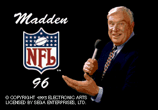 Madden NFL '96 title screen for Sega Mega Drive